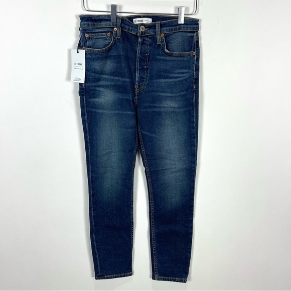 RE/DONE High Rise Ankle Crop Jeans - Picture 2 of 14
